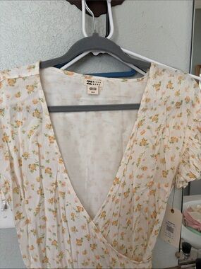 Billabong Cream Mini Dress with Yellow Floral Print